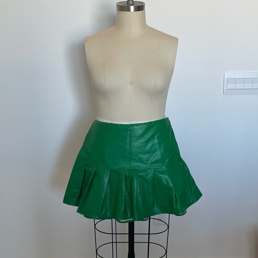 Green Faux Leather Skirt